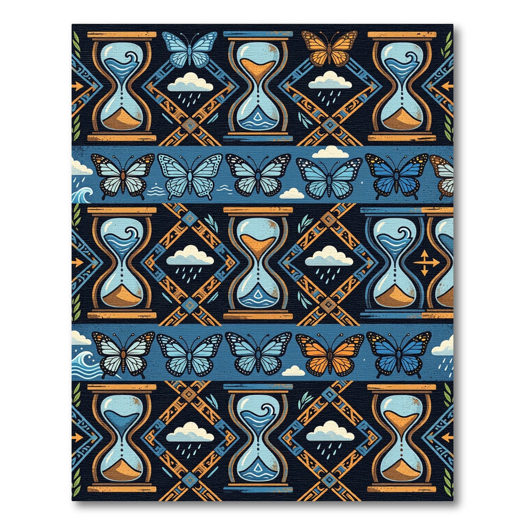 Blue Hourglass Butterfly Terrarium Pattern Rug