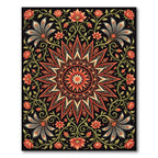 Radiant Coral Botanical Mandala Floral Rug
