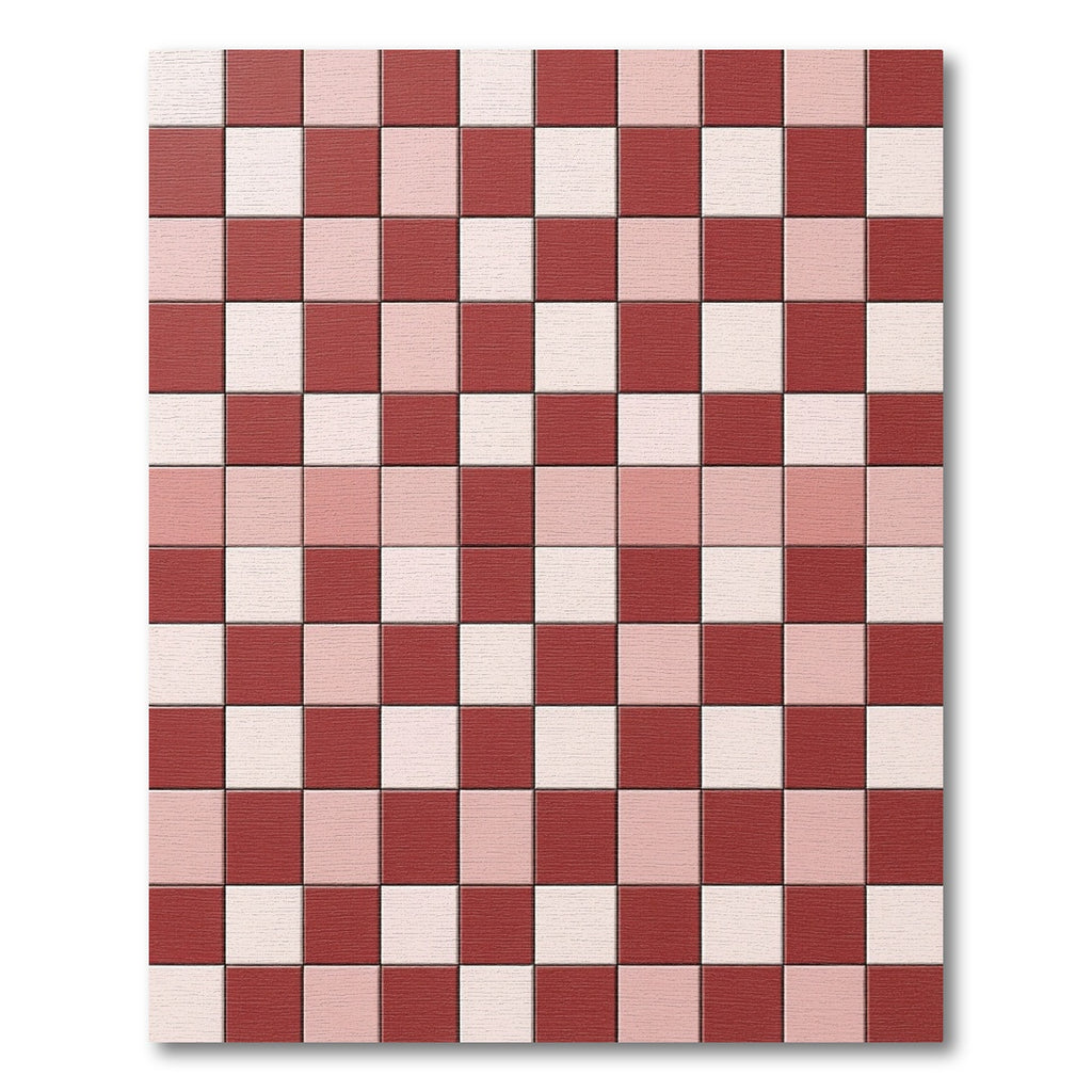 Red White Checkerboard Grid Rug