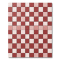 Red White Checkerboard Grid Rug