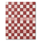 Red White Checkerboard Grid Rug