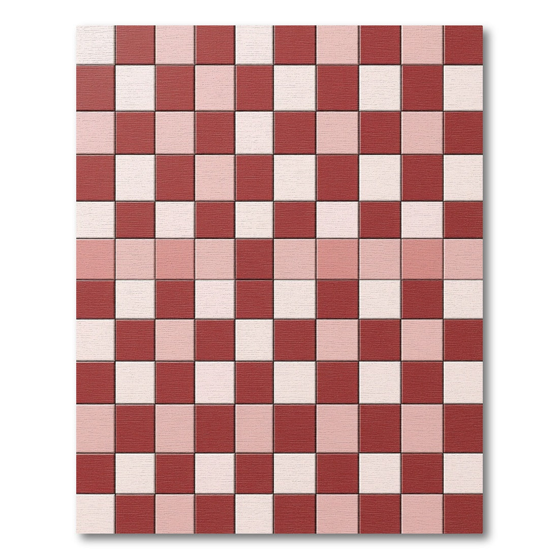 Red White Checkerboard Grid Rug