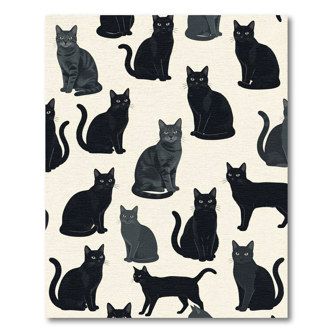 Minimalist Charcoal Black Cat Silhouette Rug
