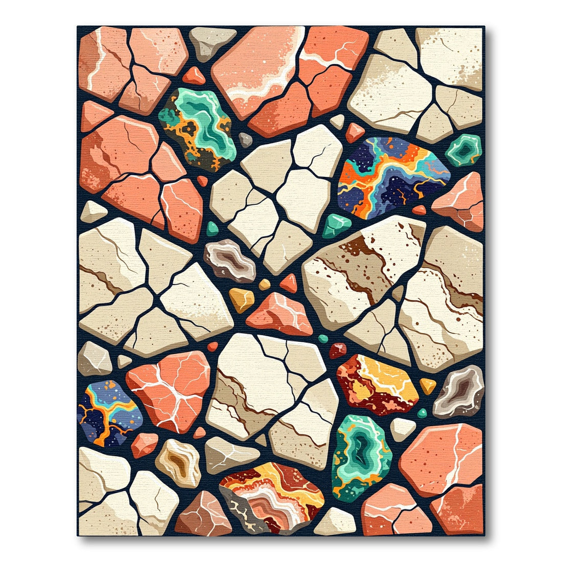 Abstract Geological Stone Mosaic Art Rug
