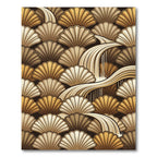 Golden Shell Waterfall Art Deco Rug