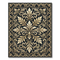 Ornate Gold Paisley Scrollwork Rug