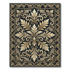 Ornate Gold Paisley Scrollwork Rug