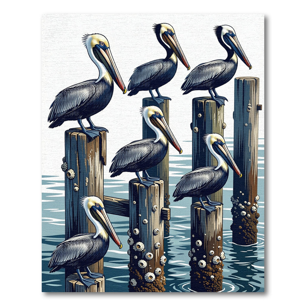 Coastal Pelican Perch Art Illustration Rug