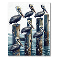 Coastal Pelican Perch Art Illustration Rug