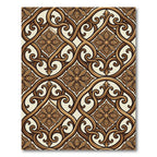 Ornate Brown Interlocking Floral Rug
