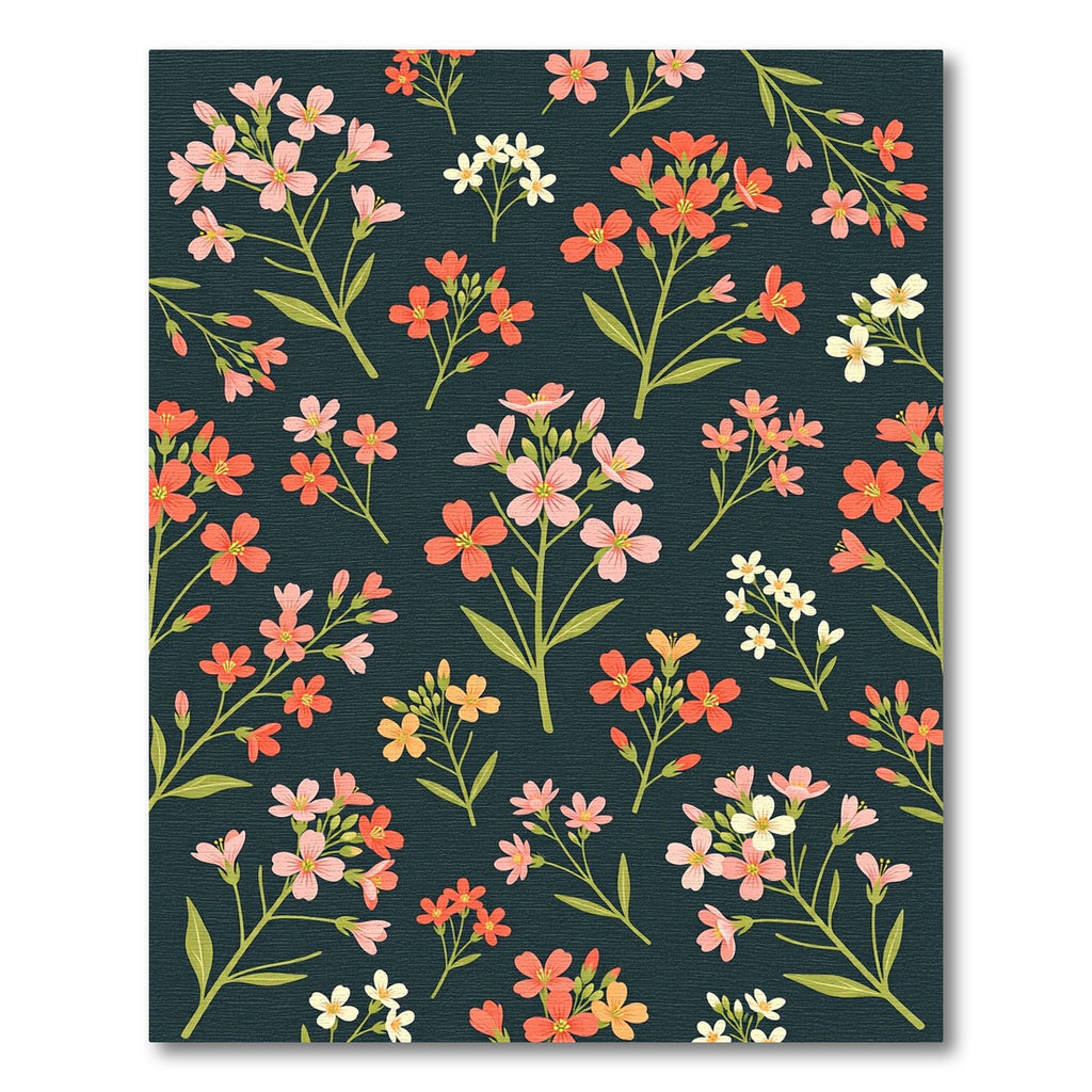 Coral Pink White Floral Branches Rug
