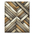 Wood Plank Interlocking Geometric Rug