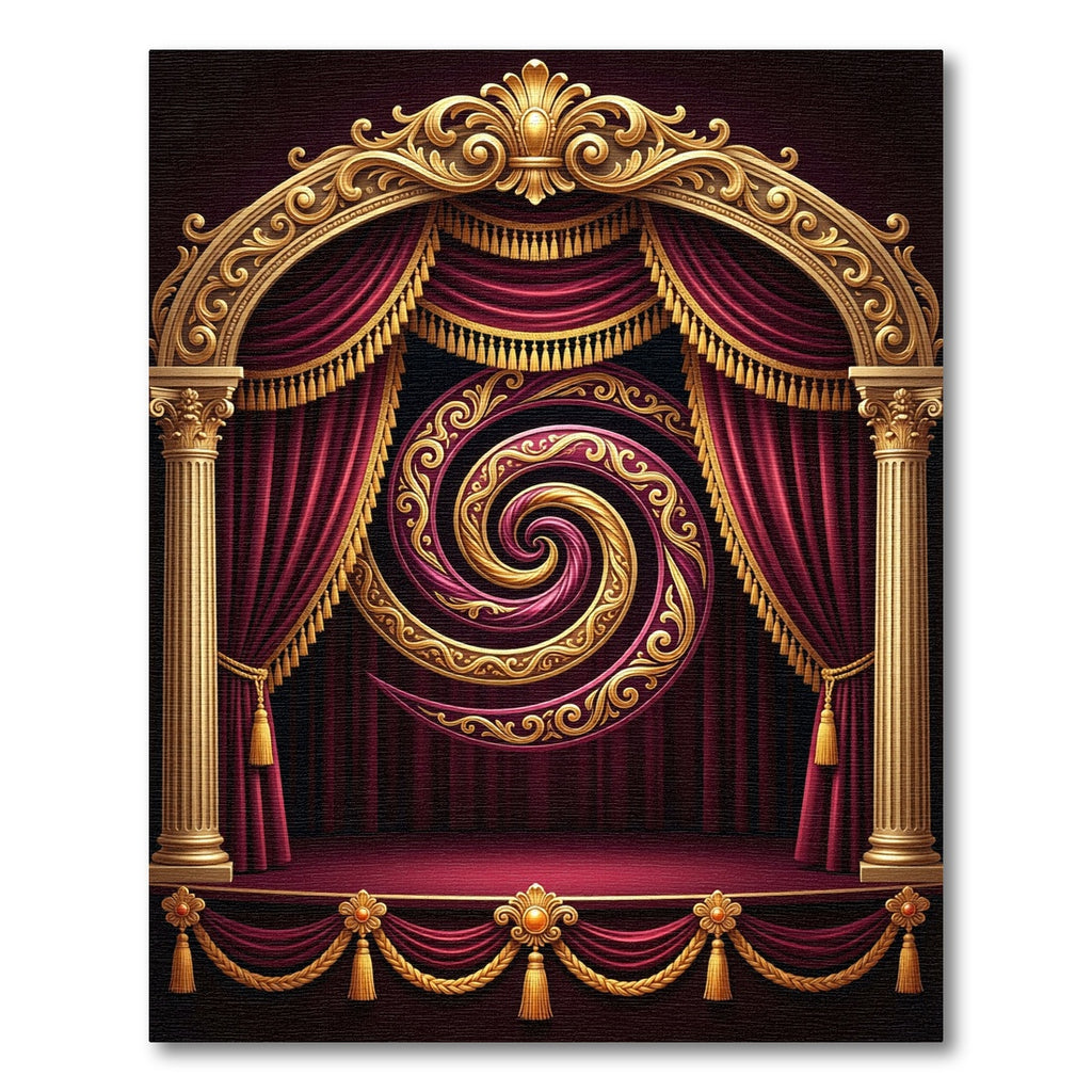 Crimson Gold Ornate Swirl Rug