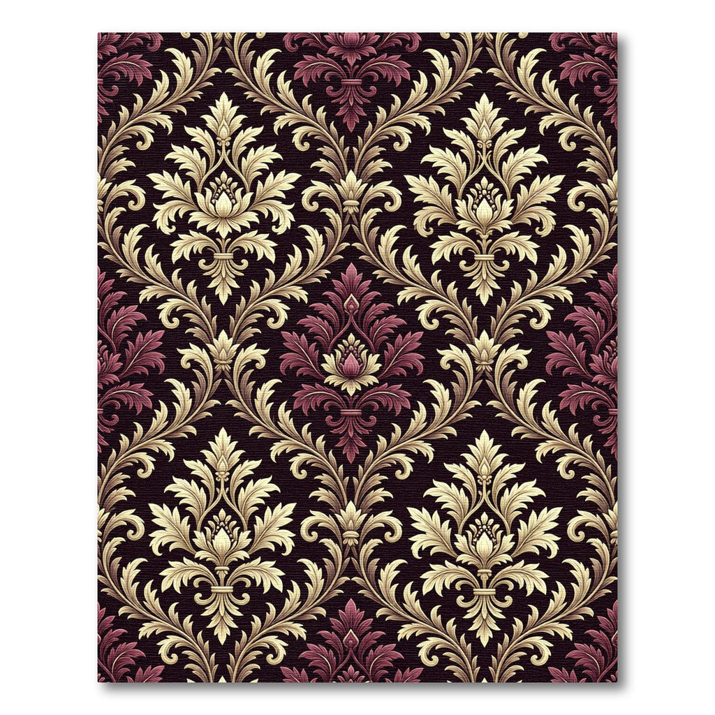 Rich Burgundy Gold Acanthus Scroll Rug