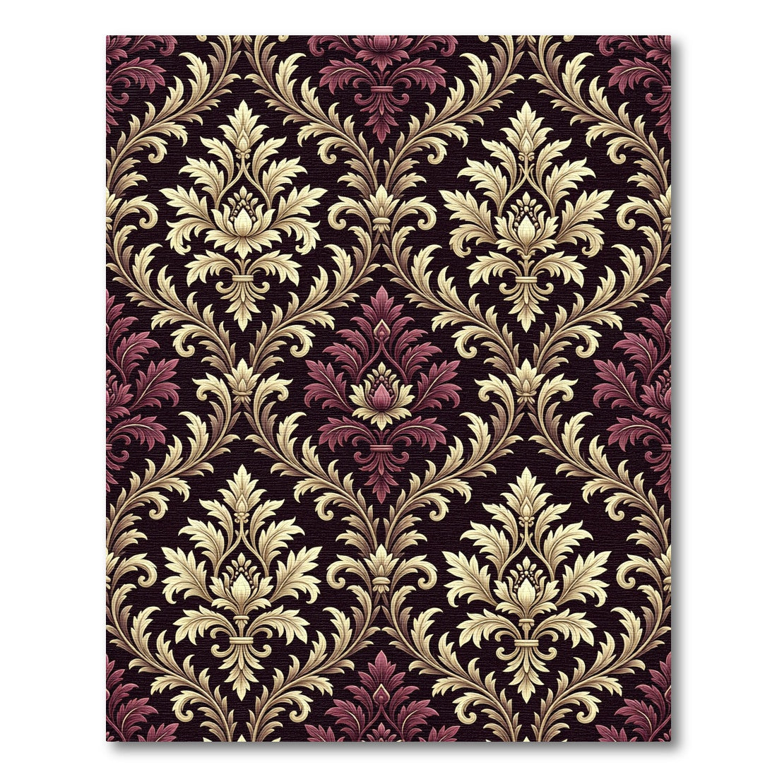 Rich Burgundy Gold Acanthus Scroll Rug