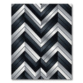 Metallic Silver and Black Geometric Chevron Rug