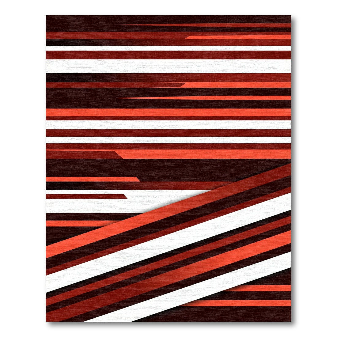 Bold Red White Horizontal Stripe Rug