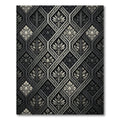 Ornate Gray Floral Damask Lattice Rug