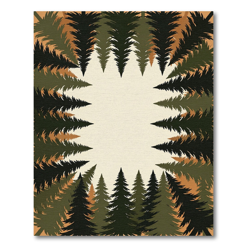 Forest Pine Needle Earthy Border Rug