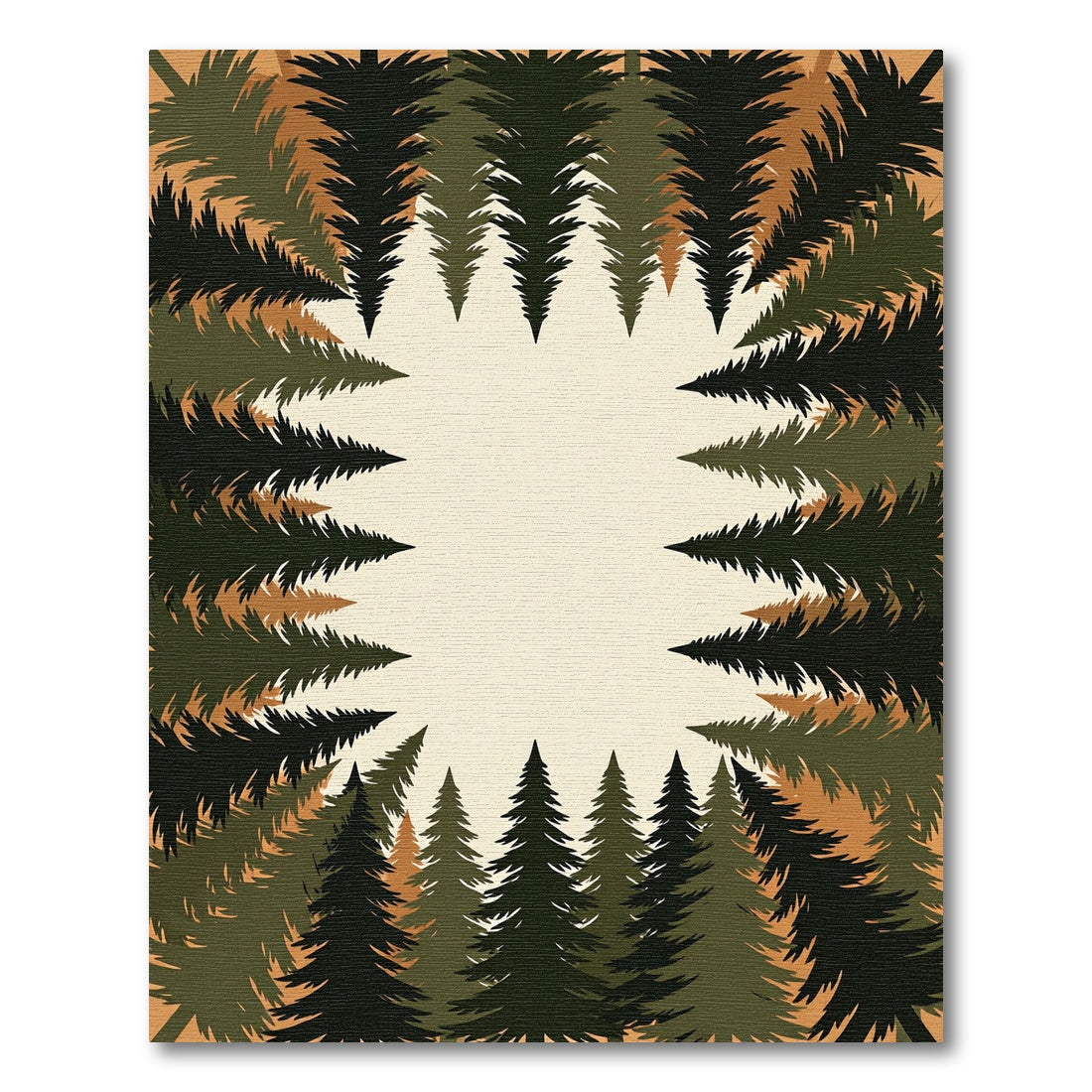 Forest Pine Needle Earthy Border Rug