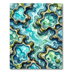 Abstract Teal Watercolor Ocean Swirls Rug