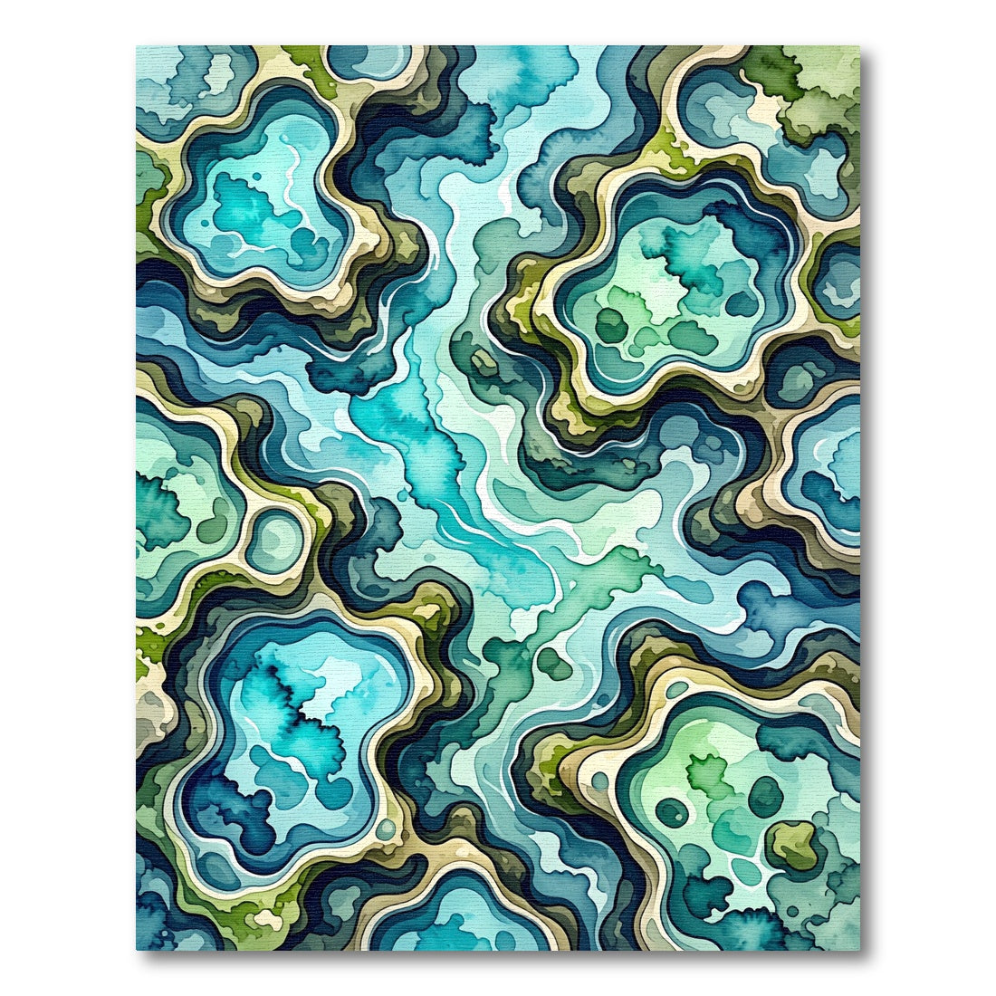 Abstract Teal Watercolor Ocean Swirls Rug
