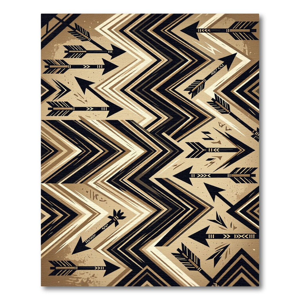 Tribal Black Arrow Geometric Chevron Rug