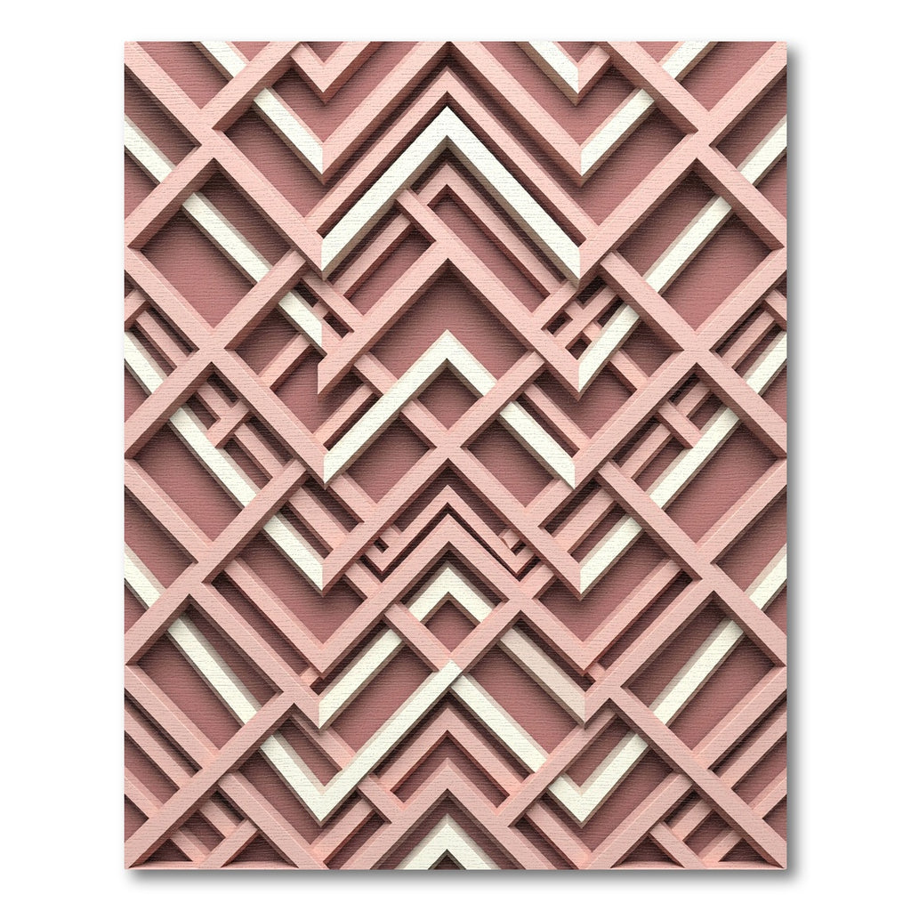 Mauve Interweaving Geometric Chevron Arch Rug