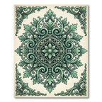 Elegant Sage Ornate Victorian Floral Medallion Rug