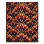 Crimson Fan Art Deco Overlay Rug