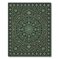 Emerald Green Floral Medallion Frame Rug