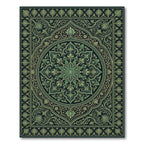 Emerald Green Floral Medallion Frame Rug