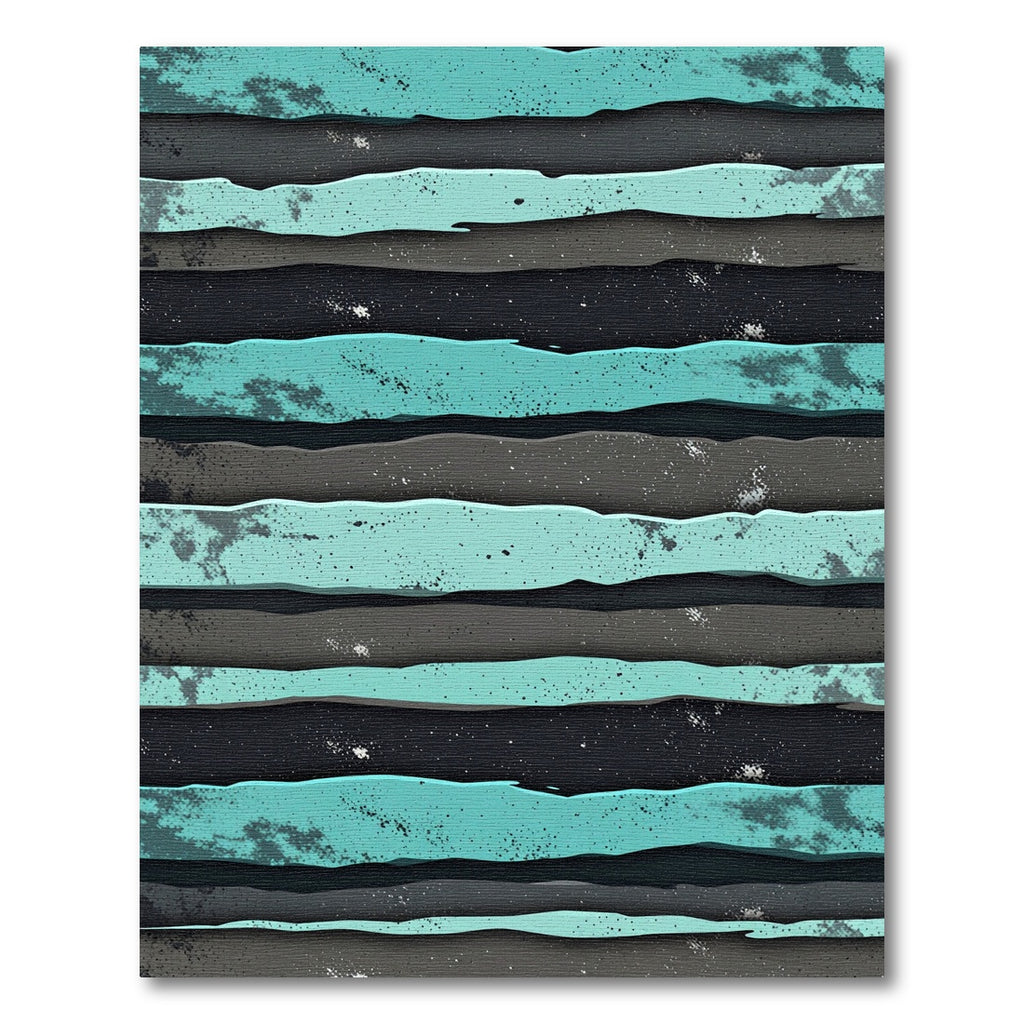 Teal Gray Black Layered Stripe Rug