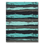 Teal Gray Black Layered Stripe Rug
