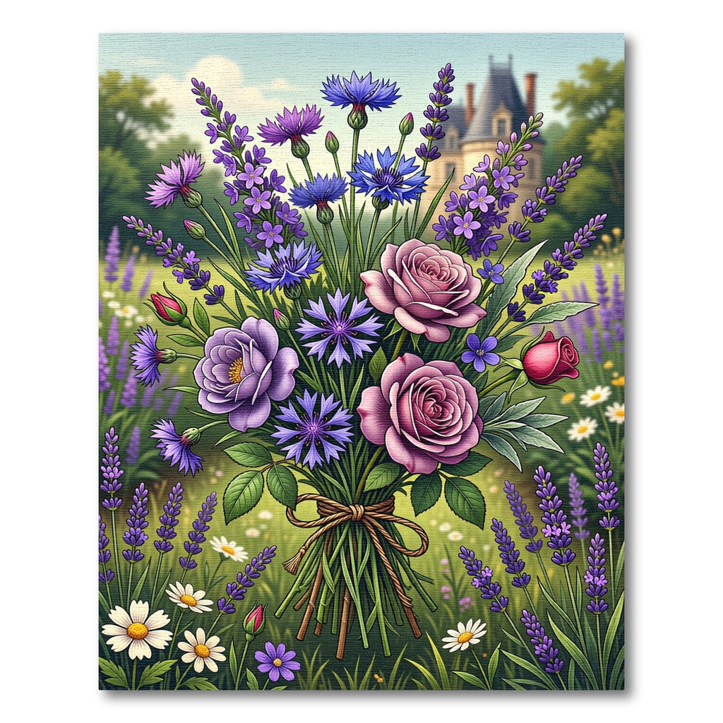 Purple Pink Rose Cornflower Lavender Meadow Rug