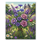 Purple Pink Rose Cornflower Lavender Meadow Rug