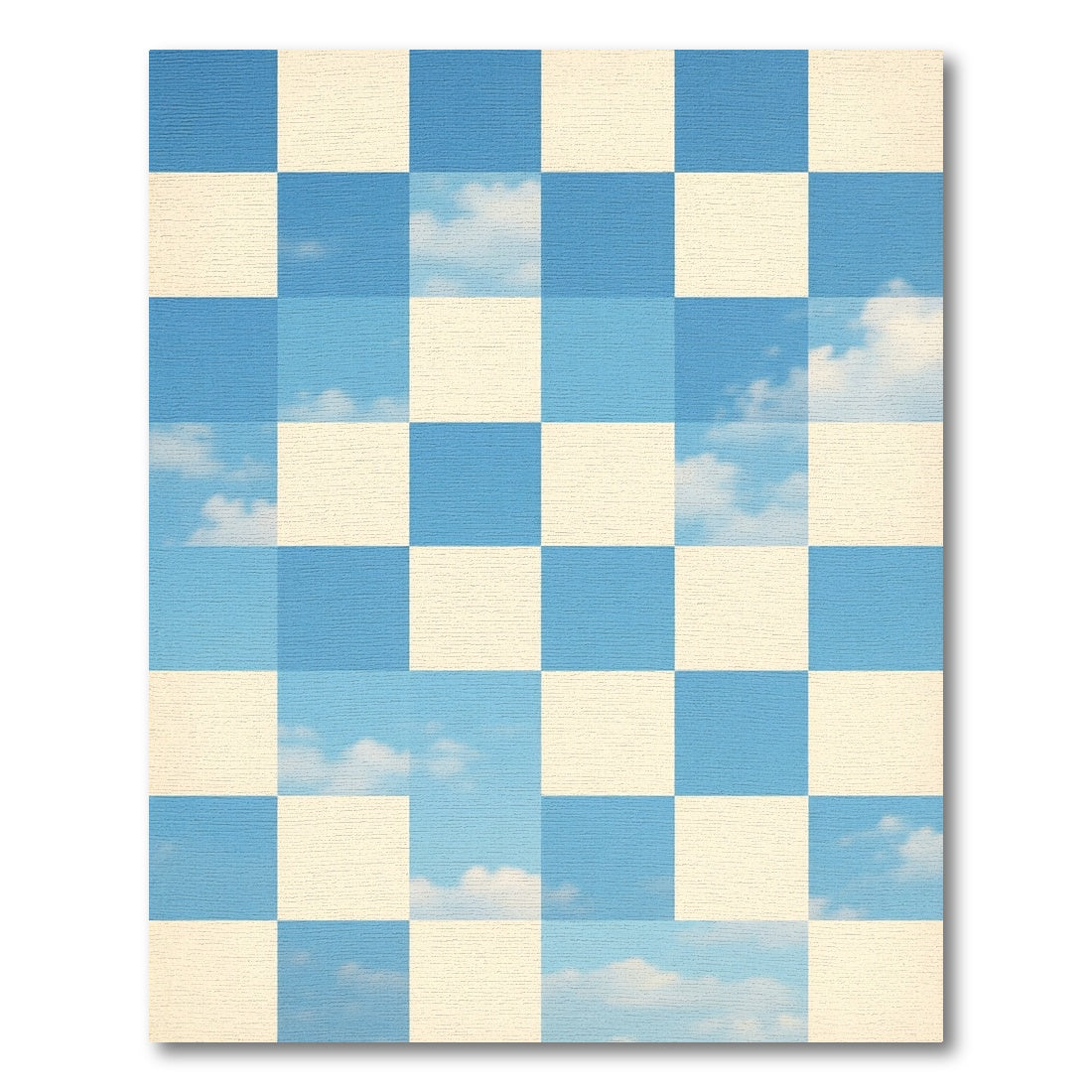 Blue And Cream Sky Checkers Rug
