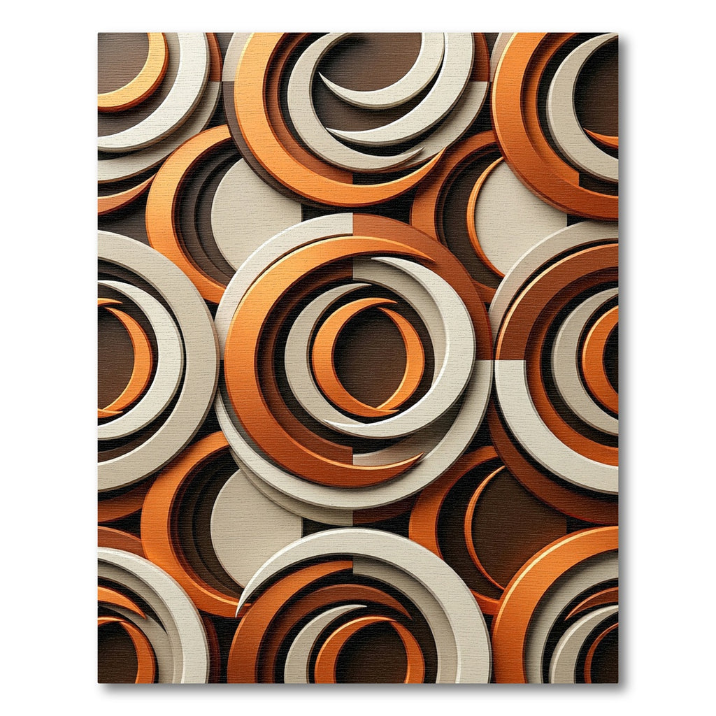 Abstract Copper and Cream Geometric Swirl Rug