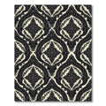 Classic Black Ivory Scroll Medallion Rug