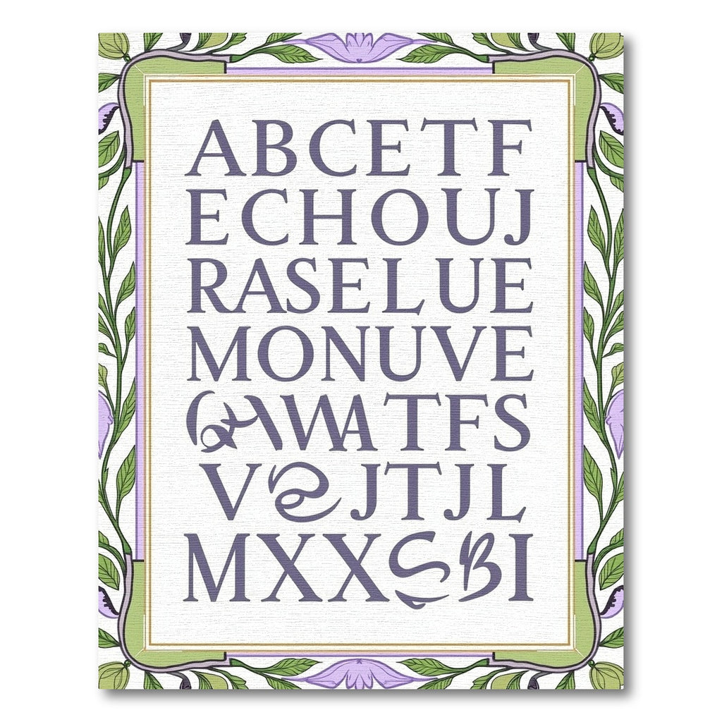 Art Nouveau Alphabet Border Lavenders Rug