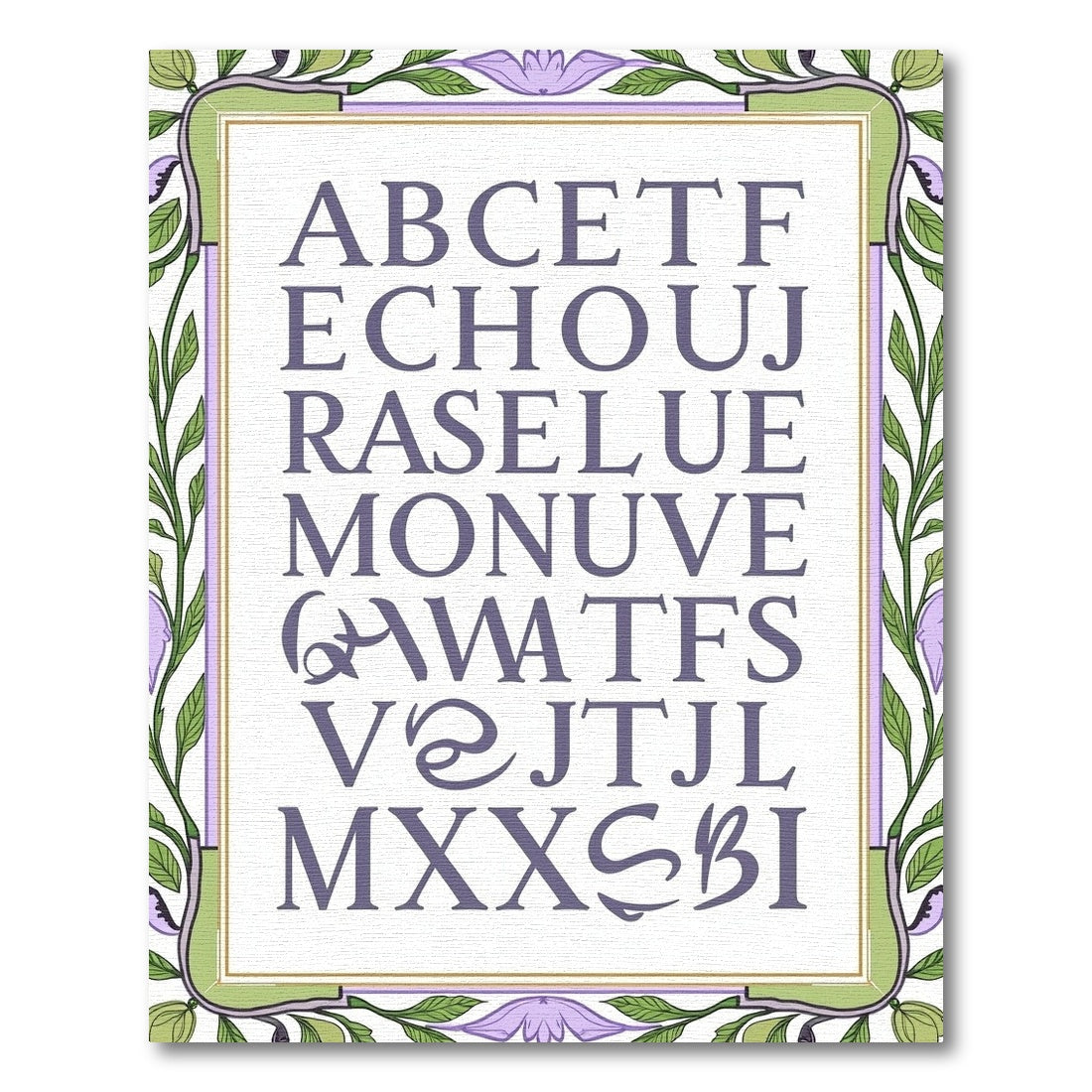 Art Nouveau Alphabet Border Lavenders Rug
