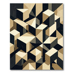 Geometric Cubist Block Abstract Beige Rug
