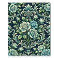 Elegant Teal Rose Damask Filigree Rug