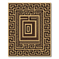Geometric Sepia Greek Key Border Rug