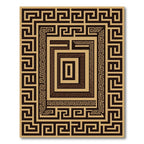 Geometric Sepia Greek Key Border Rug
