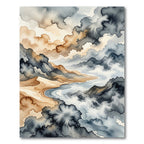 Ethereal Watercolor Mountain Landscape Rug