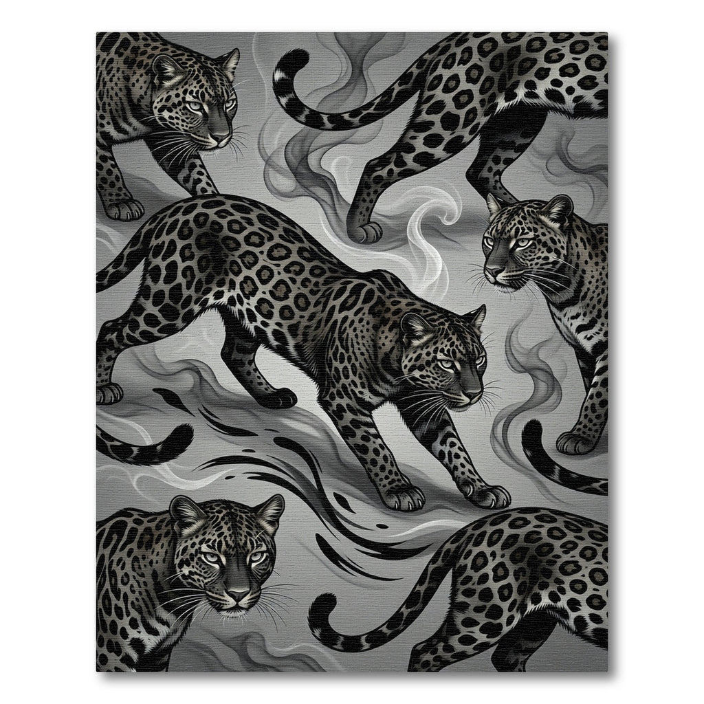 Black Gray Jaguar Smoke Composition Rug