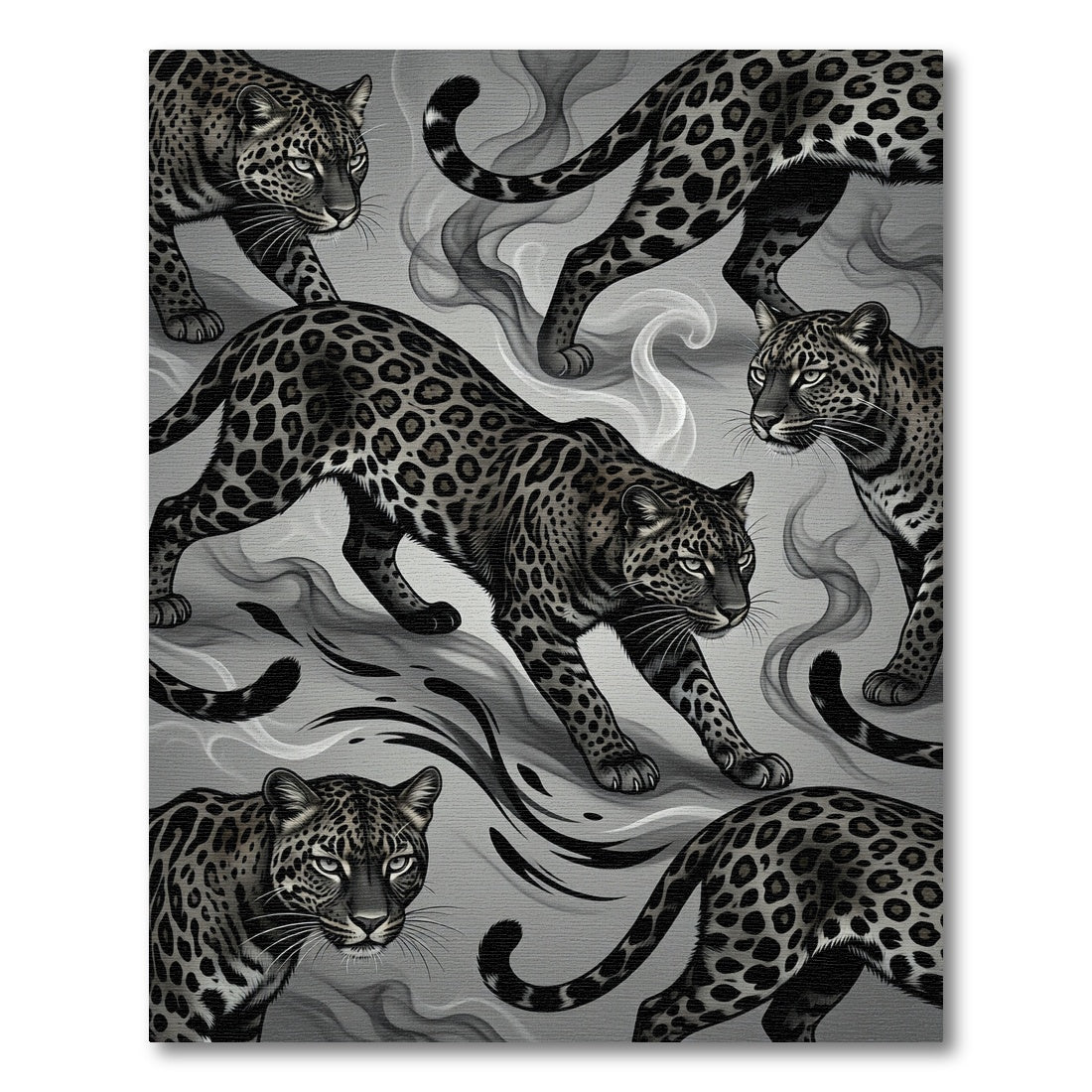 Black Gray Jaguar Smoke Composition Rug