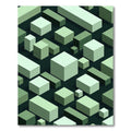 Shades of Green Geometric Cubes Rug