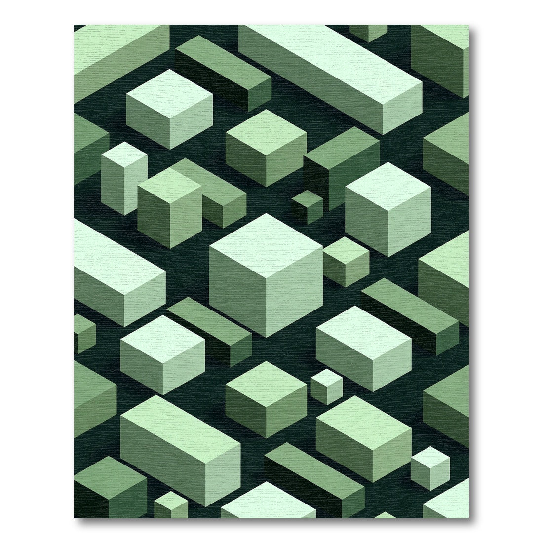 Shades of Green Geometric Cubes Rug